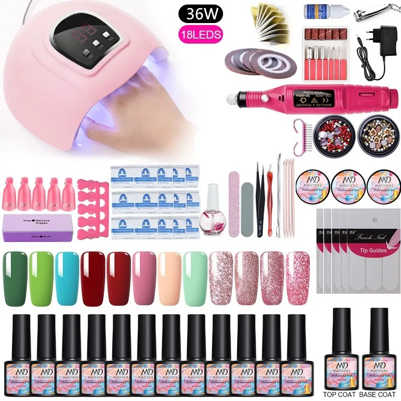 UV Gel Nail Set with 12 Pcs Colorful Soak Off Nail Gel Polish 36W/45W/54W Electric LED Lamp Dryer Nail File Buffer Tools
UV Gel Nail Set with 12 Pcs Colorful Soak Off Nail Gel Polish 36W/45W/54W Electric LED Lamp Dryer Nail File Buffer Tools