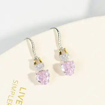 925 Silver 1 Carat Total 2 ct D Color Pink Heart Diamond Test Past Moissanite Drop Earrings Brilliant Cut VVS1 Gemstone Earrings
925 Silver 1 Carat Total 2 ct D Color Pink Heart Diamond Test Past Moissanite Drop Earrings Brilliant Cut VVS1 Gemstone Earrings