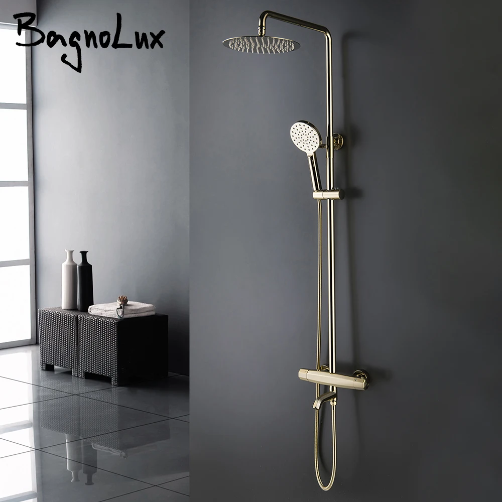 

Chrome Brass Thermostatic Three Functions Bathtub Diverter Mixer Tap Multifunction Hand Held Shower Head Bathroom Faucet