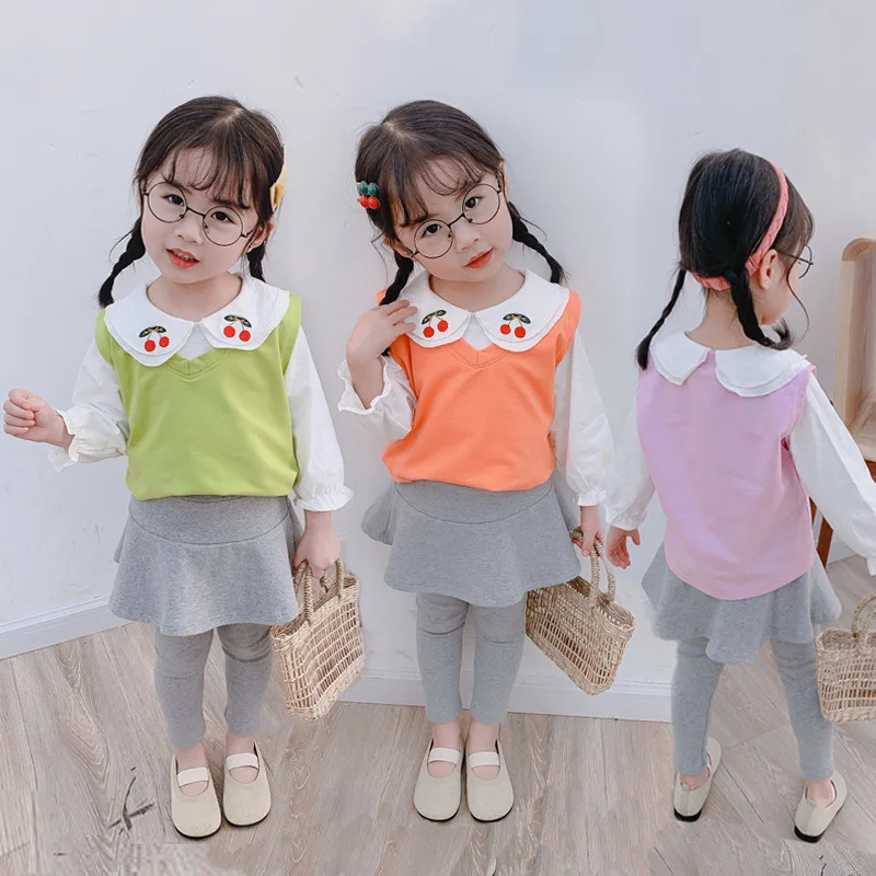 Korean-style Girls Baby Cartoon Cute Children Spring And Autumn New Style Peter Pan Collar Long Sleeve Waistcoat Vest Skirt Pant
Korean-style Girls Baby Cartoon Cute Children Spring And Autumn New Style Peter Pan Collar Long Sleeve Waistcoat Vest Skirt Pant