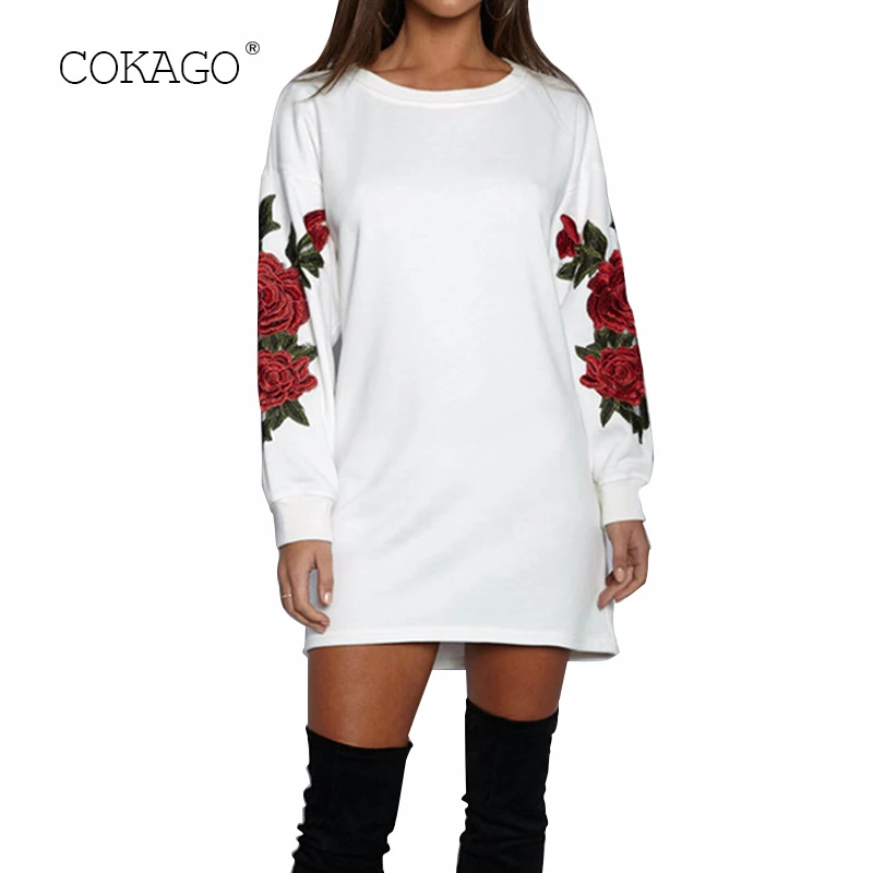 COKAGO White Elegant Women Dress Autumn 2019 Rose Appliques Long Sleeve O Neck Casual Mini Tube Dress Woman Sexy Dresses Vestido
COKAGO White Elegant Women Dress Autumn 2019 Rose Appliques Long Sleeve O Neck Casual Mini Tube Dress Woman Sexy Dresses Vestido