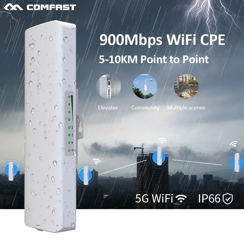 Stock COMFAST Long Range 5KM Outdoor Wireless AP Router Wi-fi Bridge 900Mbps 5Ghz WIFI CPE 12dBi WI-FI Antenna Nanostation Route
Stock COMFAST Long Range 5KM Outdoor Wireless AP Router Wi-fi Bridge 900Mbps 5Ghz WIFI CPE 12dBi WI-FI Antenna Nanostation Route