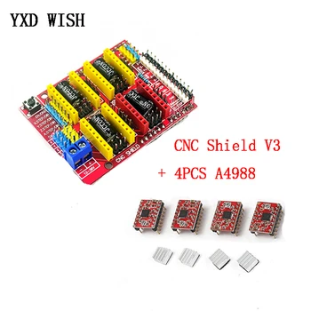 CNC Shield V3 Engraving Machine / 3D Printer / + 4pcs A4988 Stepper Motor Driver Expansion Board For Arduino CNC Set Kit
CNC Shield V3 Engraving Machine / 3D Printer / + 4pcs A4988 Stepper Motor Driver Expansion Board For Arduino CNC Set Kit