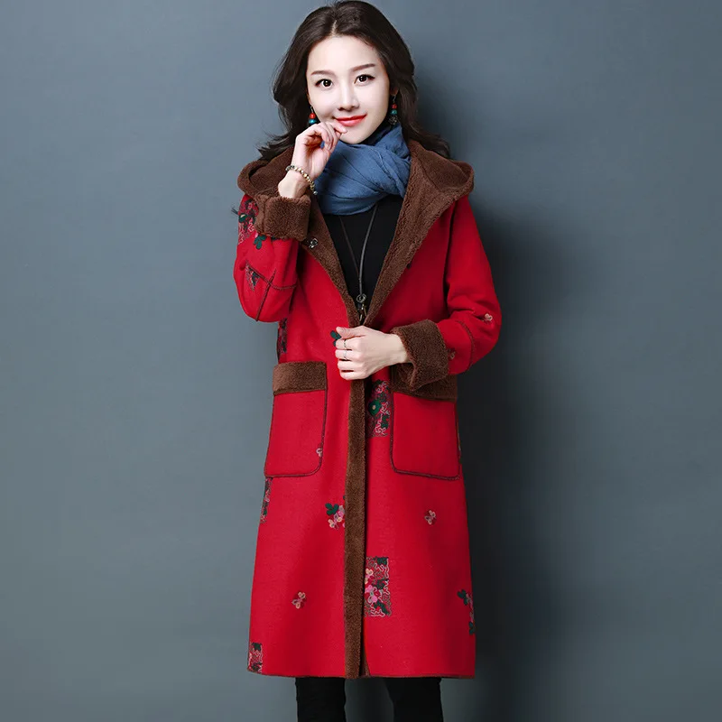 Hooded Trench Coat Women's Mid-length 2018 Autumn And Winter New Style Brushed And Thick Cardigan Printed Warm Ethnic-Style Coat
Hooded Trench Coat Women's Mid-length 2018 Autumn And Winter New Style Brushed And Thick Cardigan Printed Warm Ethnic-Style Coat