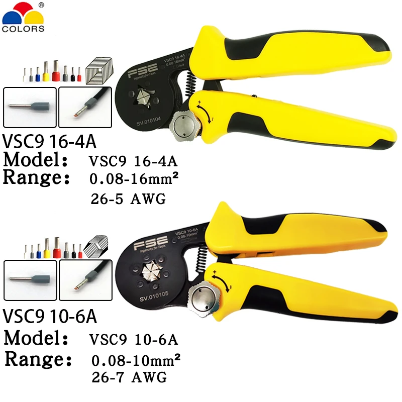 VSC9-16-4A 0.08-16mm² 23-5AWG VSC10 16-4A Adjustable Precision Crimping Pliers Terminal Sleeve Crimping Hand Tool
VSC9-16-4A 0.08-16mm² 23-5AWG VSC10 16-4A Adjustable Precision Crimping Pliers Terminal Sleeve Crimping Hand Tool