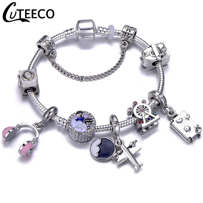 CUTEECO Airplane Pendant Travel Series Charm Bracelet For Women 2019 New Suitcase Dangle Bangle Fashion Jewelry Gift
CUTEECO Airplane Pendant Travel Series Charm Bracelet For Women 2019 New Suitcase Dangle Bangle Fashion Jewelry Gift