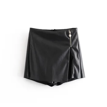 Autumn 2019 women's new high waist pleated zipper irregular shorts faux leather casual shorts 08558547800
Autumn 2019 women's new high waist pleated zipper irregular shorts faux leather casual shorts 08558547800