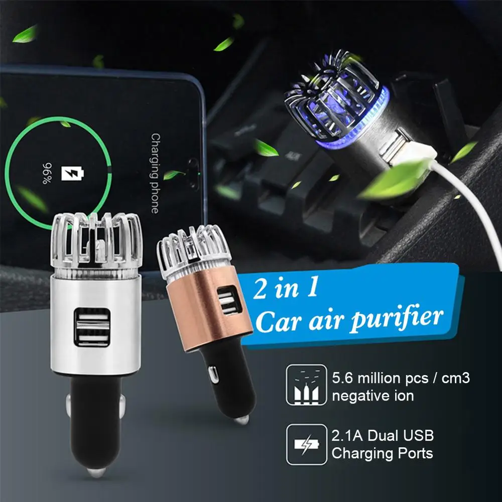 Car Air Purifier DC12V Car Charger Ionic Air Freshener with 2 USB Ports Removes Smoke Odor Dust
Car Air Purifier DC12V Car Charger Ionic Air Freshener with 2 USB Ports Removes Smoke Odor Dust