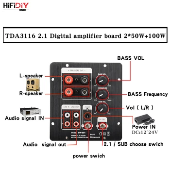 HIFIDIY speakers 2.1 Subwoofer Speaker Amplifier Board TPA3116 Audio 50W*2+100W Sub AMP Independent 2.0 Output Bluetooth 4.2 5.0
HIFIDIY speakers 2.1 Subwoofer Speaker Amplifier Board TPA3116 Audio 50W*2+100W Sub AMP Independent 2.0 Output Bluetooth 4.2 5.0