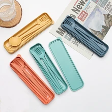 Spoon Fork Chopsticks Cutlery 4PCS/Set Wheat Straw Tableware Box Dinnerware Children Adult Travel Portable Kitchen Accessories Spoon Fork Chopsticks Cutlery 4PCS/Set Wheat Straw Tableware Box Dinnerware Children Adult Travel Portable Kitchen Accessories