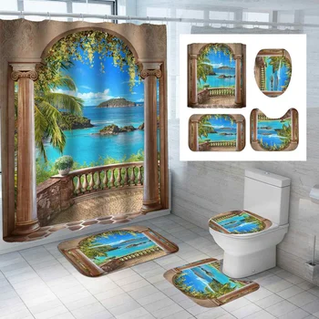 1/3/4 Pcs Landscape Printing Waterproof Bathroom 3D Shower Curtain Set With Non Slip Toilet Cover Rugs Bath Mat Home Decor
1/3/4 Pcs Landscape Printing Waterproof Bathroom 3D Shower Curtain Set With Non Slip Toilet Cover Rugs Bath Mat Home Decor