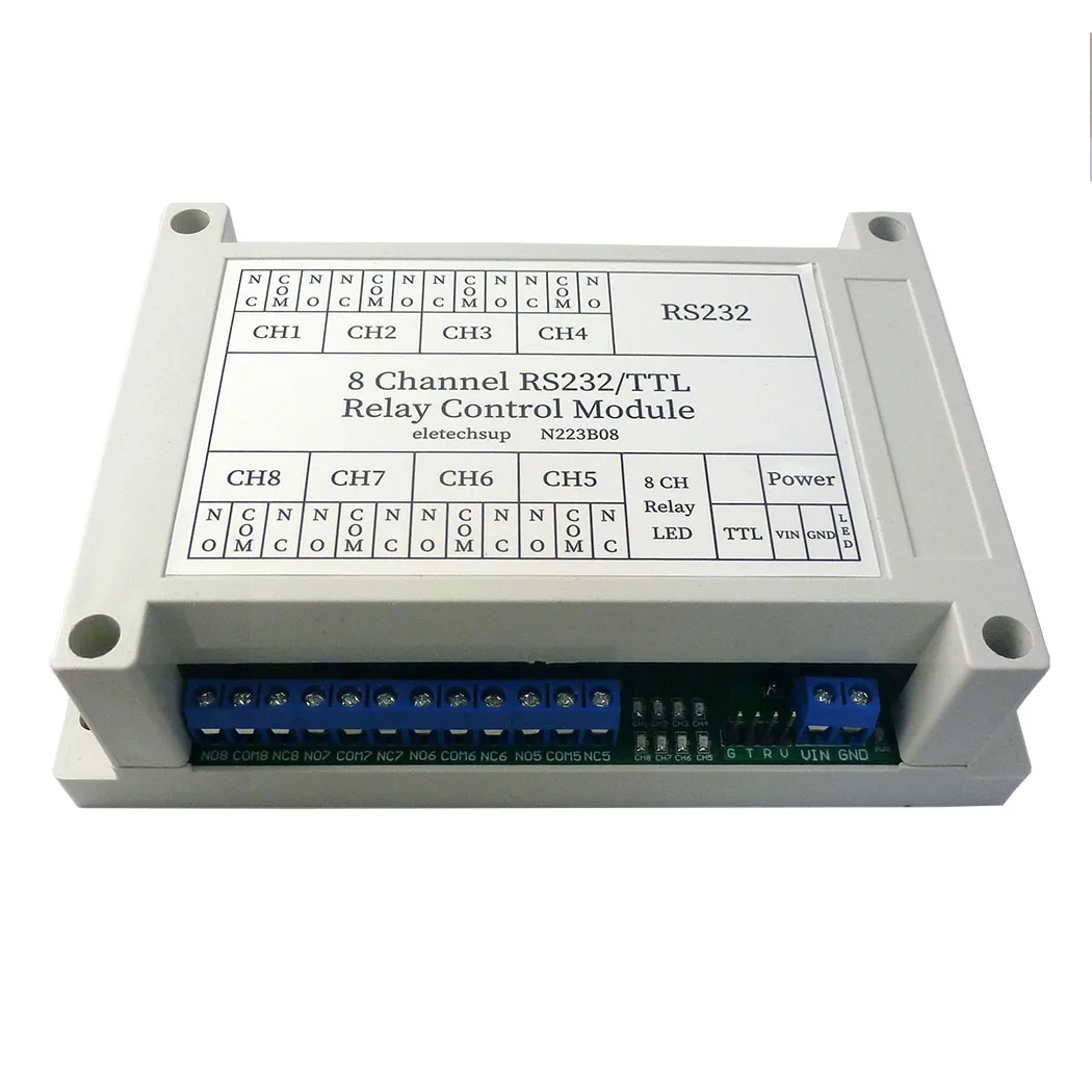 

2 IN 1 RS232/TTL232 12VDC 8ch PC UART Relay DB9 Serial Port Switch for PLC Camera Industrial Control System