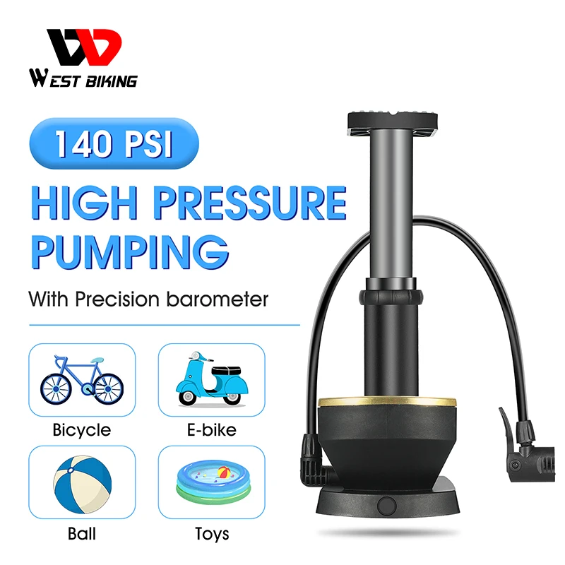 

WEST BIKING 140 Psi Foot Bicycle Pump Portable Floor Cycling Air Inflator With Gauge Schrader Presta Valve MTB Road Bike Pump