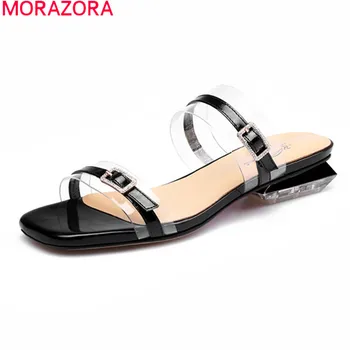 MORAZORA 2020 big size 34-43 casual shoes woman fashion transparent mules shoes low heel square toe women sandals black pink 
MORAZORA 2020 big size 34-43 casual shoes woman fashion transparent mules shoes low heel square toe women sandals black pink