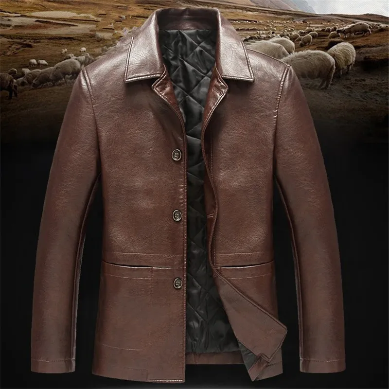 Spring Leather Jacket Men Black Brown Solid Mens Faux casaco Slim Fit middle aged business jaqueta couro masculina HH028
Spring Leather Jacket Men Black Brown Solid Mens Faux casaco Slim Fit middle aged business jaqueta couro masculina HH028