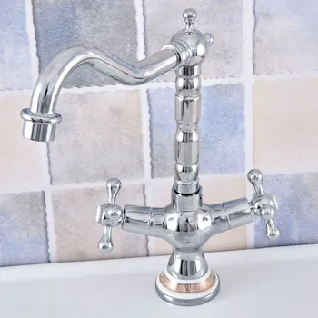 Polished Chrome Brass Bathroom Kitchen Basin Sink Faucet Mixer Tap Swivel Spout Dual Cross Handles Ceramic Base One Hole msf664
Polished Chrome Brass Bathroom Kitchen Basin Sink Faucet Mixer Tap Swivel Spout Dual Cross Handles Ceramic Base One Hole msf664