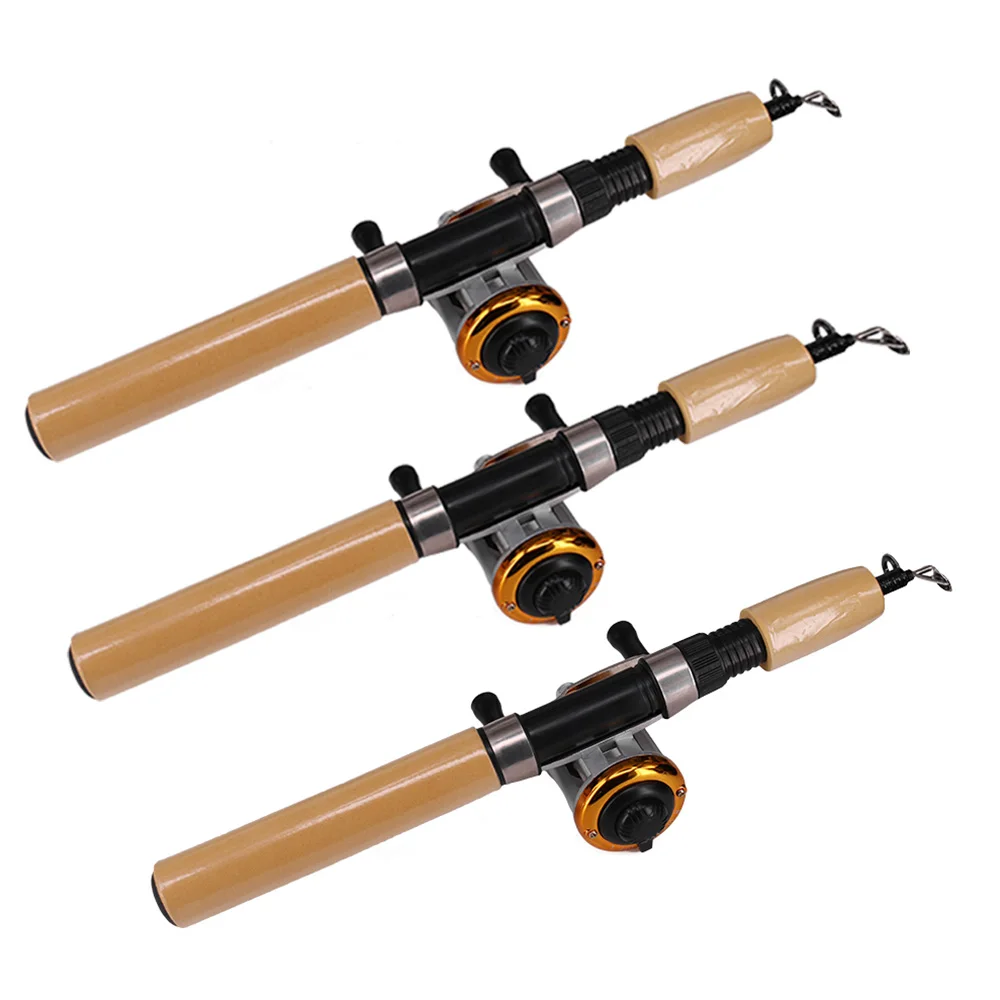 New Ice Fishing Rod Telescopic Combo Kits Wooden Mini Fly Lure Pole with Reel Line Set Pesca | Спорт и развлечения