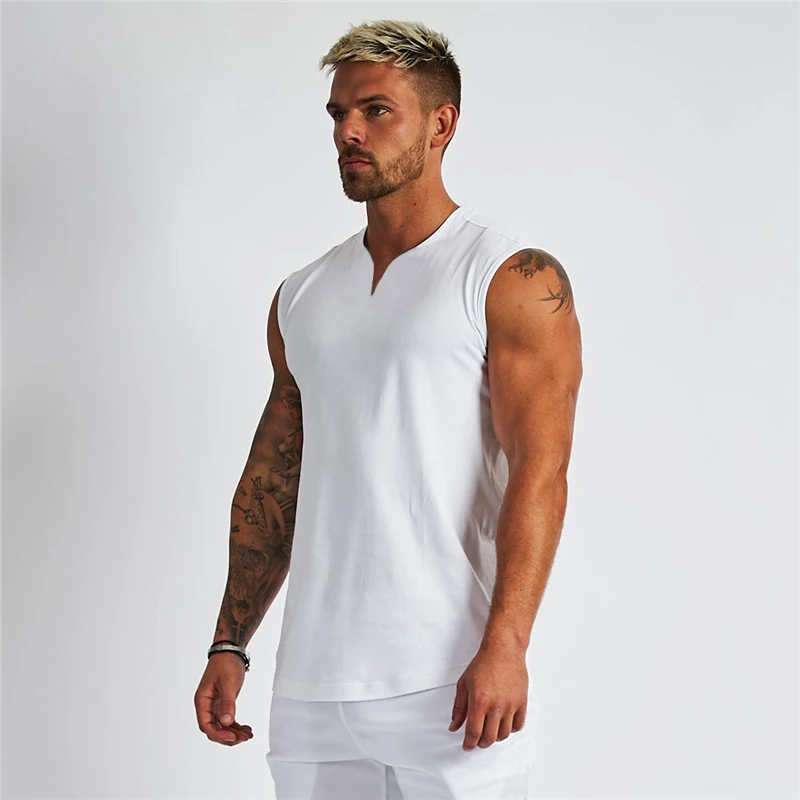 Summer Cotton V-neck Fitness Tank Top Men Gym Clothing Bodybuilding Sleeveless Shirt Workout Fashion Sports Singlets Muscle Vest
Summer Cotton V-neck Fitness Tank Top Men Gym Clothing Bodybuilding Sleeveless Shirt Workout Fashion Sports Singlets Muscle Vest