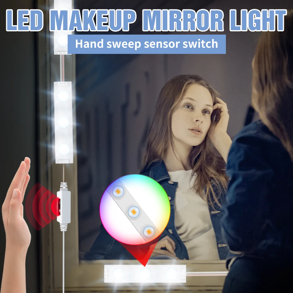 USB Hand Sweep Sensor 12V Makeup Mirror Light LED Dimming Vanity Dressing Table Lamp LED Bathroom Mirror Light LED Wall Bombilla
USB Hand Sweep Sensor 12V Makeup Mirror Light LED Dimming Vanity Dressing Table Lamp LED Bathroom Mirror Light LED Wall Bombilla