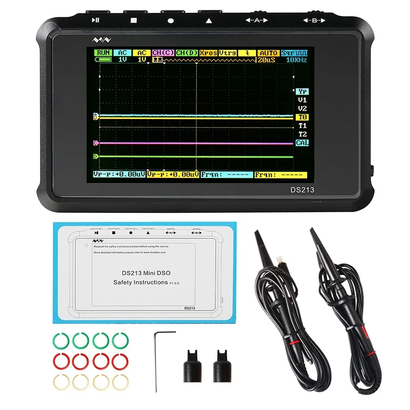 Handheld Digital Oscilloscope DSO213 4 Channels 100MS/S Pocket-Sized Digital Storage Oscilloscope
Handheld Digital Oscilloscope DSO213 4 Channels 100MS/S Pocket-Sized Digital Storage Oscilloscope