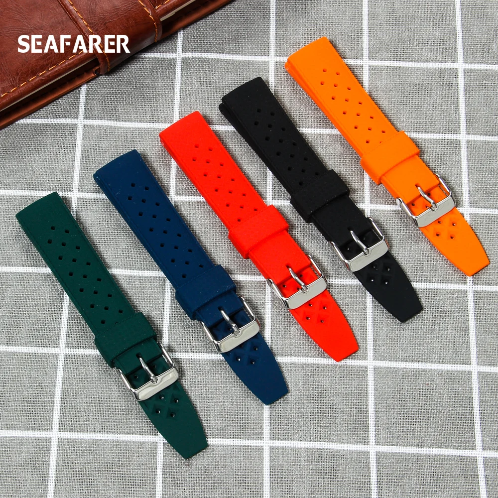 Premium-Grade Tropic Rubber Watch Strap 20mm 22mm For Seiko SRP777J1 New Band Diving Waterproof Bracelet Black Color | Наручные часы