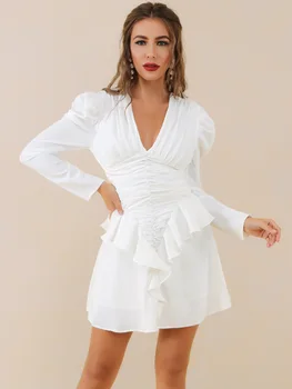 Women Winter Style Sexy V Neck Long Sleeve Pleated White Dress 2020 Elegant Bodycon Evening Elegant Party Dress
Women Winter Style Sexy V Neck Long Sleeve Pleated White Dress 2020 Elegant Bodycon Evening Elegant Party Dress