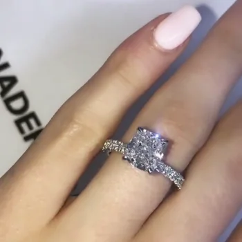 Real Solid 925 Sterling Silver Ring Luxury 2Ct Cushion cut Diamond stone Wedding Engagement Rings For Women Fine Jewelry gift
Real Solid 925 Sterling Silver Ring Luxury 2Ct Cushion cut Diamond stone Wedding Engagement Rings For Women Fine Jewelry gift