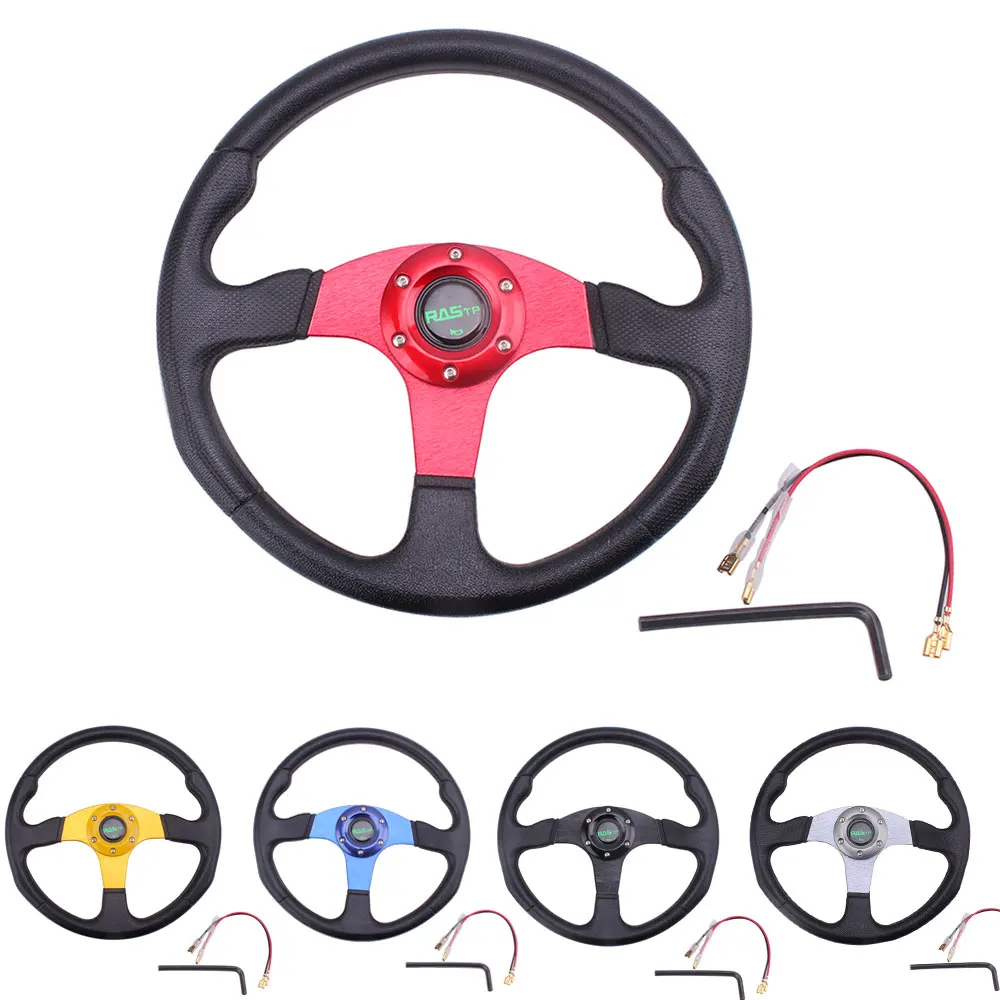 High Quality Steering Wheel Universal 350mm Leather Sport Steering Wheel Automobile Race Steering Wheel STW017
High Quality Steering Wheel Universal 350mm Leather Sport Steering Wheel Automobile Race Steering Wheel STW017
