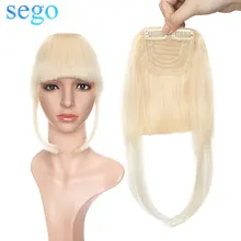 

SEGO 23G 2 Clips In Straight Remy Human Hair Bangs Blunt Sweeping Side Bangs 100% Real Fringe Hair Pure Color 1Piece