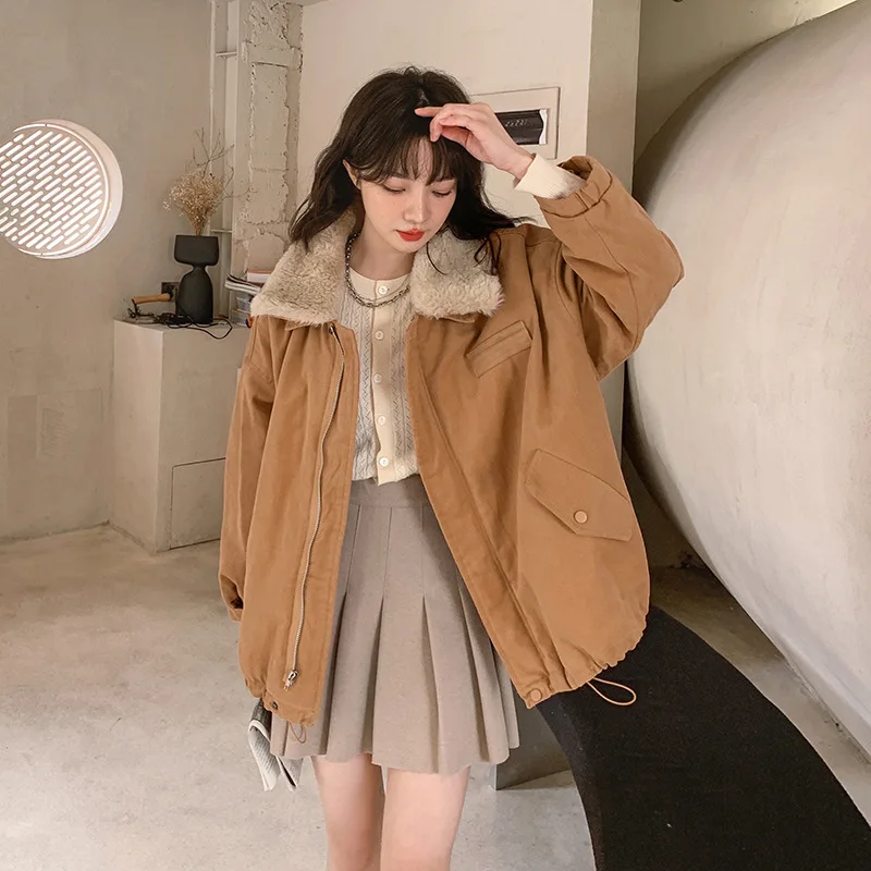 New retro design sense cotton winter Korean version of thickening and velvet thickening tooling cotton jacket women
New retro design sense cotton winter Korean version of thickening and velvet thickening tooling cotton jacket women