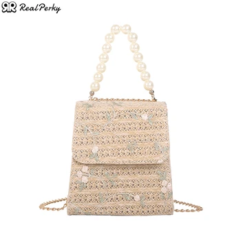 Women Pearl Handle Flap Straw Bags Female Lace Summer Handmade Woven Beach Handbags Ladies Fashion Chain Shoulder Messenger Bags
Women Pearl Handle Flap Straw Bags Female Lace Summer Handmade Woven Beach Handbags Ladies Fashion Chain Shoulder Messenger Bags