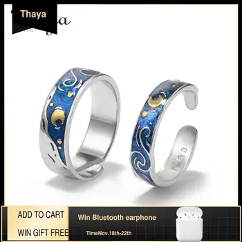 Thaya s925 silver Van Gogh's Enamel couple rings Sky Star moon Glitter Rings Engagement Ring Wedding Jewelry For Women
Thaya s925 silver Van Gogh's Enamel couple rings Sky Star moon Glitter Rings Engagement Ring Wedding Jewelry For Women