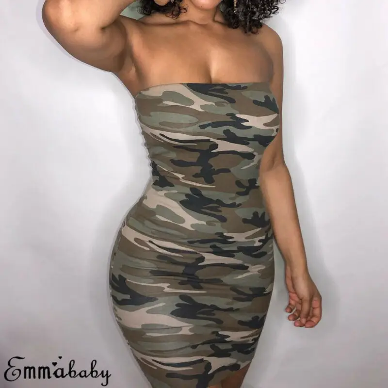 Sexy Bodycon Evening Party Dress Women Camo Printing Strapless Stretch Mini Dresses Bandeau Stretchy Camouflage Dresses
Sexy Bodycon Evening Party Dress Women Camo Printing Strapless Stretch Mini Dresses Bandeau Stretchy Camouflage Dresses