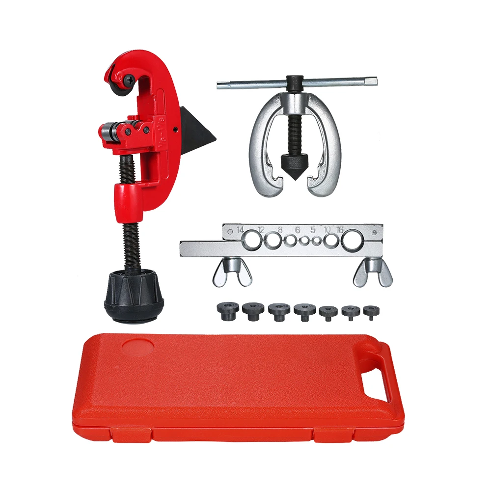 KKMOON Cutter tool kit Copper Brake Fuel Pipe Repair Double Flaring Dies Tool Set For Cutting Flaring Tools for Refrigeration
KKMOON Cutter tool kit Copper Brake Fuel Pipe Repair Double Flaring Dies Tool Set For Cutting Flaring Tools for Refrigeration