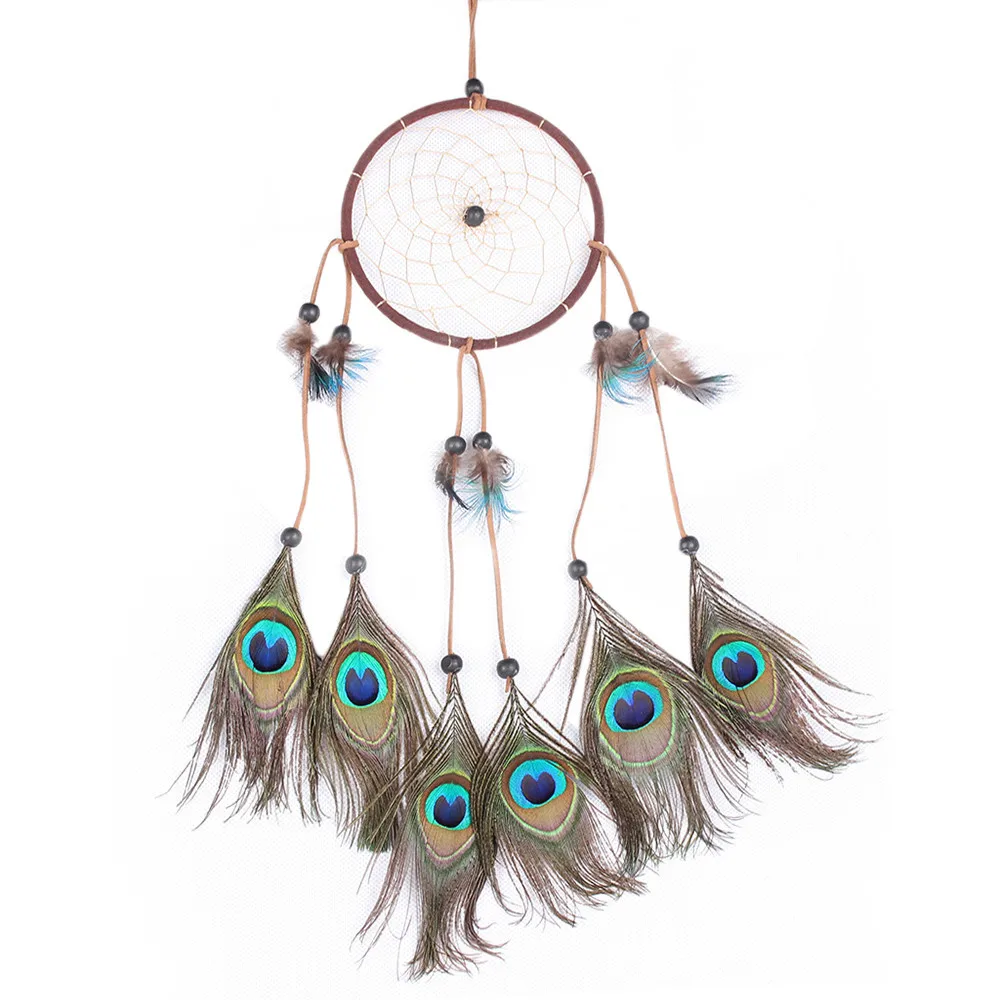peacock feathers dream catcher net pendant for window wall home
