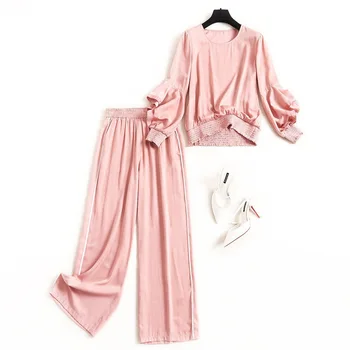 Women wide leg pant suit new 2020 spring summer elastic waist trousers long sleeve ruffles tops blouse casual cute pink 2 pc set
Women wide leg pant suit new 2020 spring summer elastic waist trousers long sleeve ruffles tops blouse casual cute pink 2 pc set