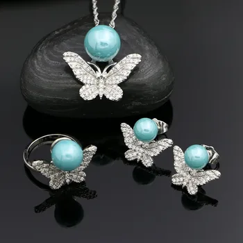 Silver 925 Wedding Jewelry Sets For Women Blue Pearl Beads White Cubic Zirconia Earrings Necklace Pendant Ring Set
Silver 925 Wedding Jewelry Sets For Women Blue Pearl Beads White Cubic Zirconia Earrings Necklace Pendant Ring Set