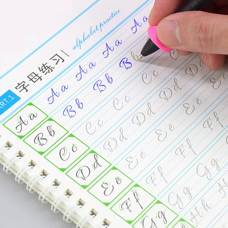 1Pcs Handwritten English Copybook Set Student Adult Round Body English Font Exerc Copybooks 3D Groove Can Be Used Indefinitely
1Pcs Handwritten English Copybook Set Student Adult Round Body English Font Exerc Copybooks 3D Groove Can Be Used Indefinitely