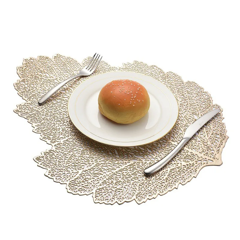 PVC Gold Foil Leaf Shape Placemat Table Coasters Cup Pad Solid Placemats Non Slip Table Mat Kitchen Accessories Decoration
PVC Gold Foil Leaf Shape Placemat Table Coasters Cup Pad Solid Placemats Non Slip Table Mat Kitchen Accessories Decoration