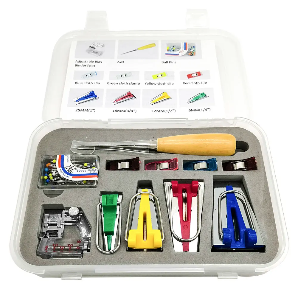 Bias Tape Maker Kit All 5 Sizes Sewing Accessories Supplies Tools Set With Binder Foot Bradawl Quilting Clips Sewing Pins Kit
Bias Tape Maker Kit All 5 Sizes Sewing Accessories Supplies Tools Set With Binder Foot Bradawl Quilting Clips Sewing Pins Kit