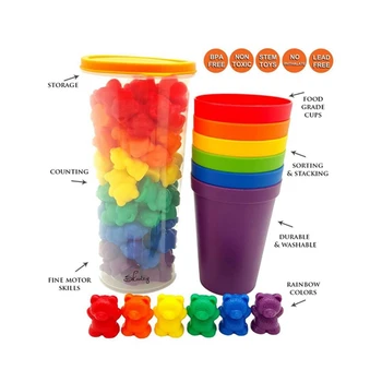 1 Set Counting Bears With Stacking Cups Montessorily Educational Color Sorting Toys Cup Storage Rainbow Matching Toy For Child
1 Set Counting Bears With Stacking Cups Montessorily Educational Color Sorting Toys Cup Storage Rainbow Matching Toy For Child