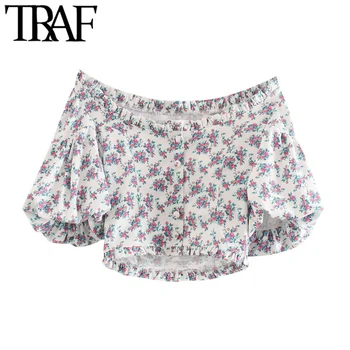 TRAF Women Fashion Floral Print Ruffled Cropped Blouses Vintage Slash Neck Puff Sleeve Female Shirts Blusas Chic Tops
TRAF Women Fashion Floral Print Ruffled Cropped Blouses Vintage Slash Neck Puff Sleeve Female Shirts Blusas Chic Tops