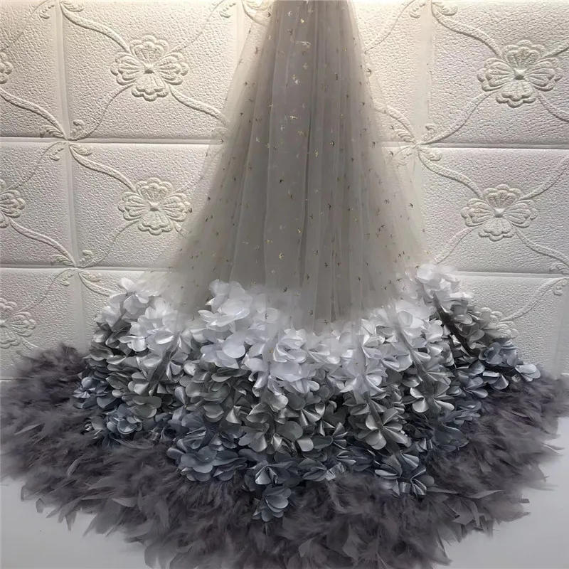 French fringed gray lace fabric with feather high quality handmade African glitter sequined fabric for royal wedding dress
French fringed gray lace fabric with feather high quality handmade African glitter sequined fabric for royal wedding dress