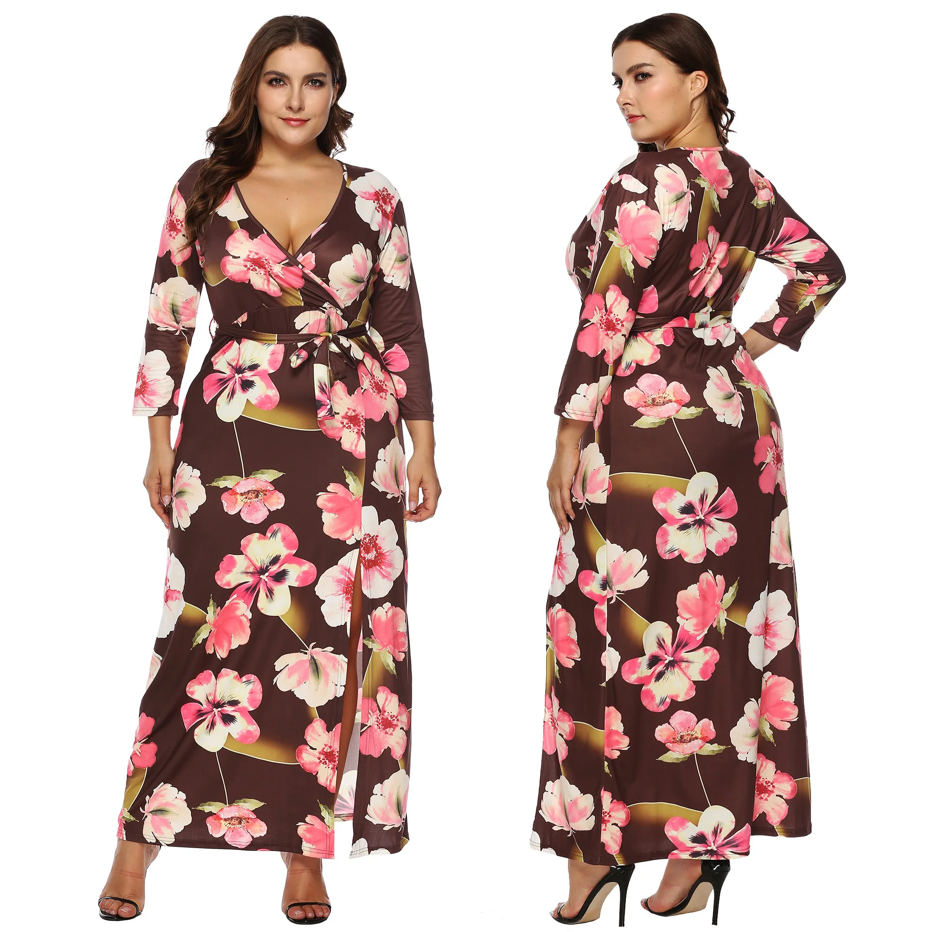 Autumn And Winter Large Size Dress Printed Bandage Cloth Slit Deep-V Irregular Three-quarter-length Sleeve Dress 11007
Autumn And Winter Large Size Dress Printed Bandage Cloth Slit Deep-V Irregular Three-quarter-length Sleeve Dress 11007