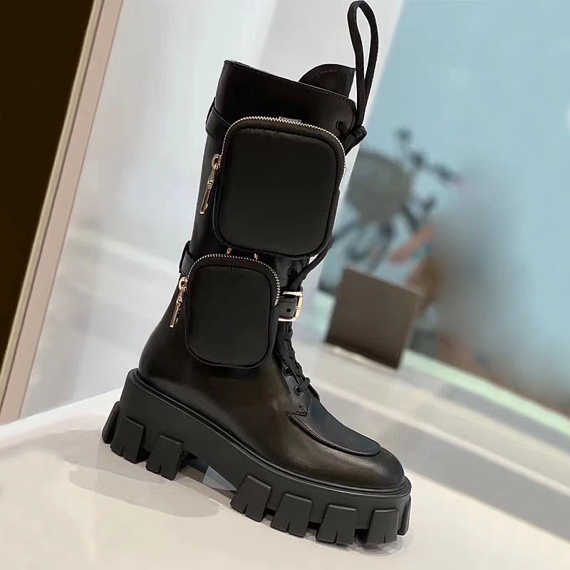 2020 Winter New Designer Pocket Knight Boots Round Toe Chunky Sole Flat Platform Mid-calf Long Boots Punk Shoes Women
2020 Winter New Designer Pocket Knight Boots Round Toe Chunky Sole Flat Platform Mid-calf Long Boots Punk Shoes Women