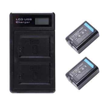 

2 Pcs Np-Fw50 Battery And Dual Battery Charger With Usb Led Display For Sony Alpha Ilce Nex Slt Cyber-Shot Camera