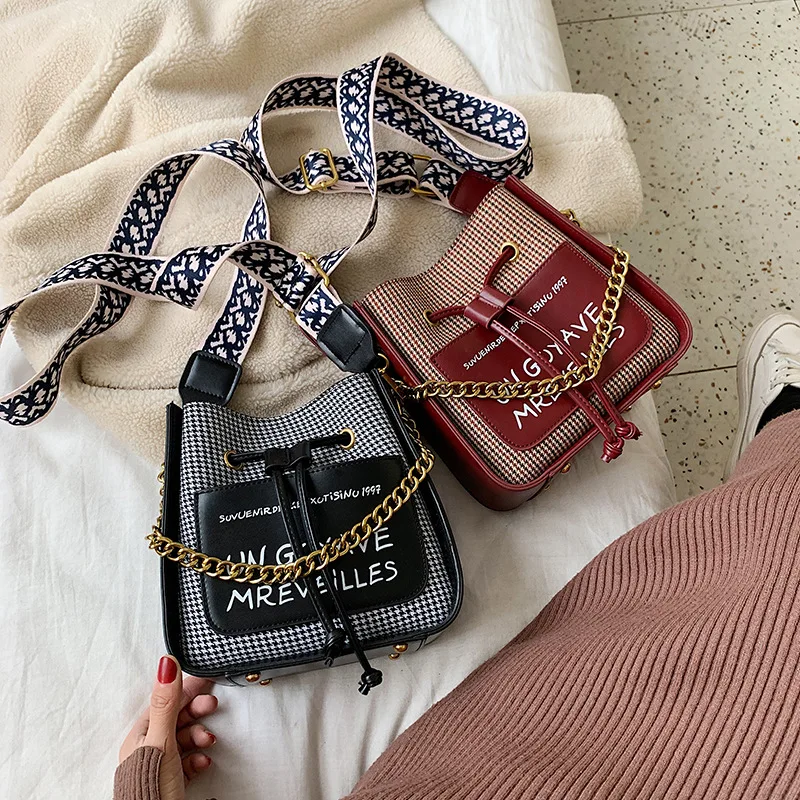2019 Winter New Style WOMEN'S Bag England Korean Style Printed Lettered WOMEN'S Bag Shoulder Thousands of Birds Bucket Drawstrin
2019 Winter New Style WOMEN'S Bag England Korean Style Printed Lettered WOMEN'S Bag Shoulder Thousands of Birds Bucket Drawstrin