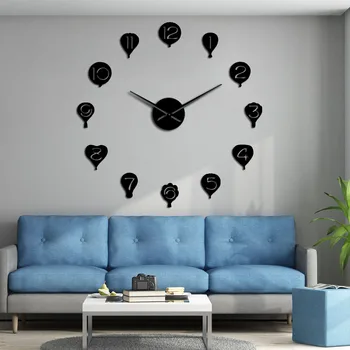 

Floating Hot Air Balloon Wall Art DIY Giant Wall Clock Kid Room Nursery Silent Movement Decorative Frameless Large Wall Watch