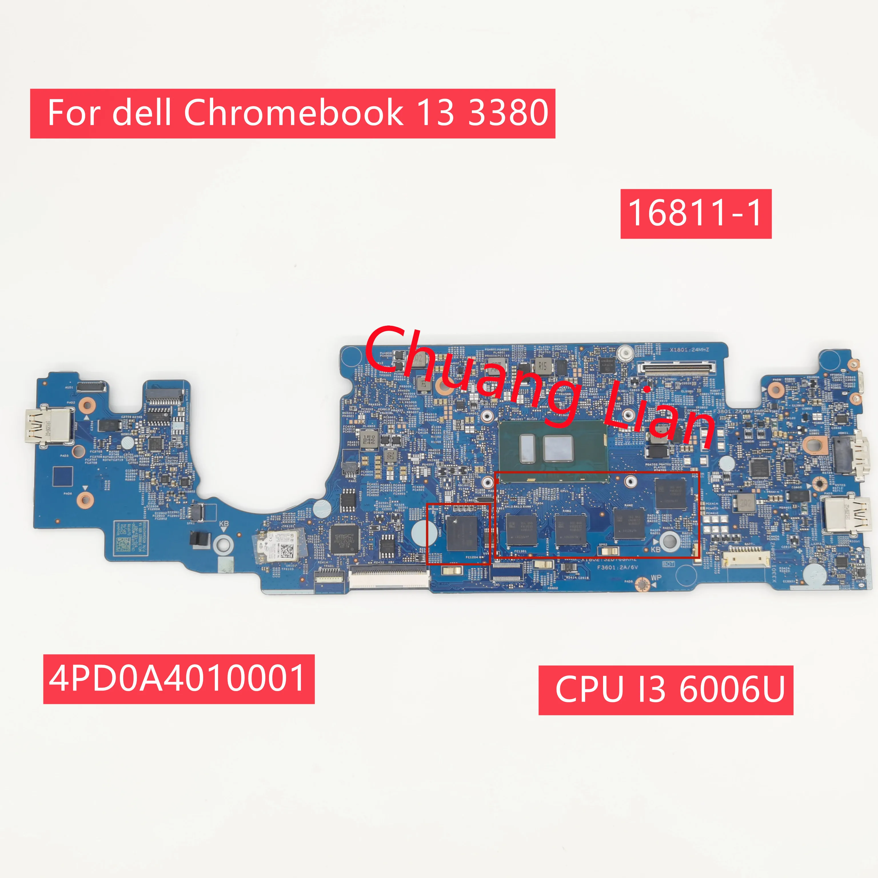 CN-0DR3NV для dell Chromebook 13 3380 материнская плата ноутбука 16811-1 с процессором I3 6006U SR2UW