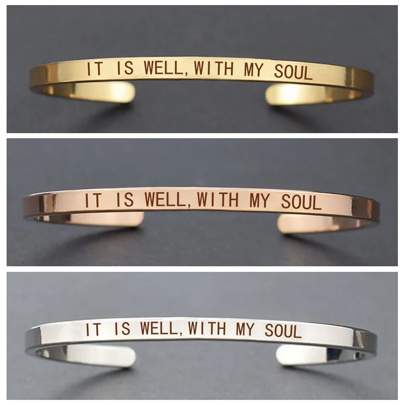 Браслет с выгравированной надписью IT IS WELL WITH MY SOUL | Украшения и аксессуары